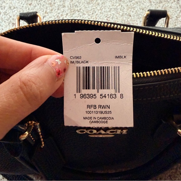 Coach Rowan Black pebbled Leather Satchel - Picture 9 of 11